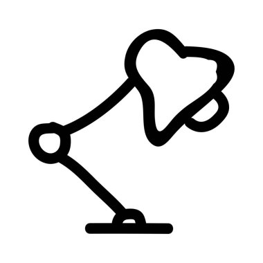 Beyaz arka plan üzerinde izole siyah anahat el çekilmiş masa lambası