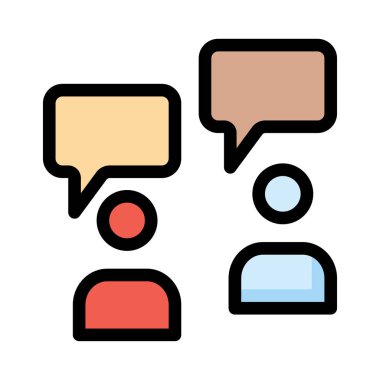 Turuncu ve kahverengi iletileri beyaz arka plan üzerinde izole kırmızı ve mavi kişilerle