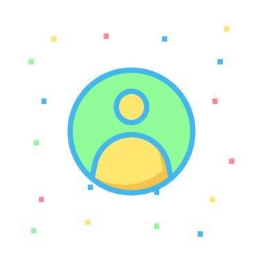 Renkli noktalar beyaz zemin üzerine yeşil ve sarı kişi simgesi