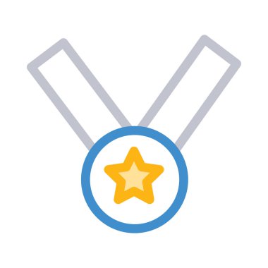 Sarı yıldız ve gri şerit beyaz arka plan üzerinde izole mavi madalya