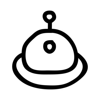 Beyaz arka plan üzerinde izole Ufo siyah anahat el çekilmiş