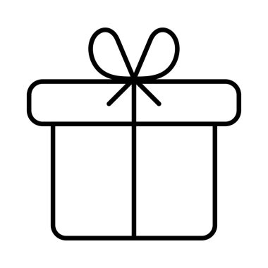 Beyaz arka plan üzerinde izole ince çizgi hediye kutusu