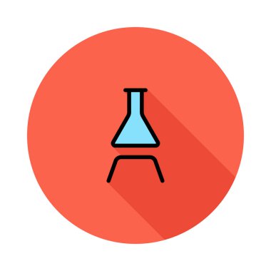 Beyaz arka plan üzerinde izole kırmızı daire içinde stand mavi şişesi