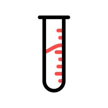 Beyaz arka plan üzerinde izole kırmızı ve siyah renklerde sıvı ile küçük şişesi