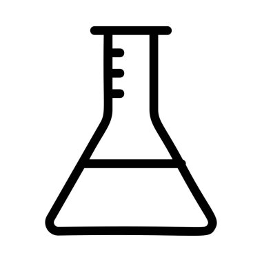 Beyaz arka plan üzerinde izole sıvı ile siyah anahat üçgen şişesi