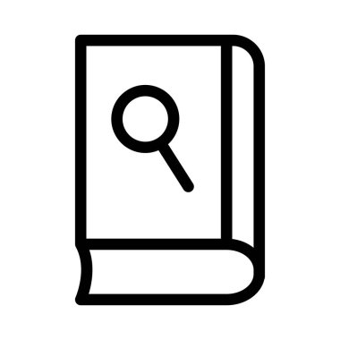 Beyaz arka plan üzerinde izole büyüteç ile siyah anahat kitap