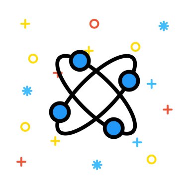 Beyaz arka plan üzerinde renkli işaretleri ile bilimsel işareti