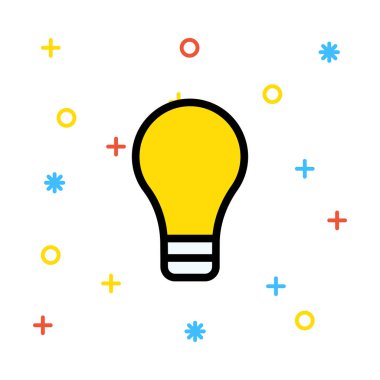 Renkli işaretleri beyaz zemin üzerine sarı lamba