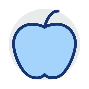 Beyaz arka plan üzerinde izole mavi ve gri renklerde elma