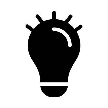 Lamba ampul beyaz arka plan üzerinde izole parlayan siyah glif