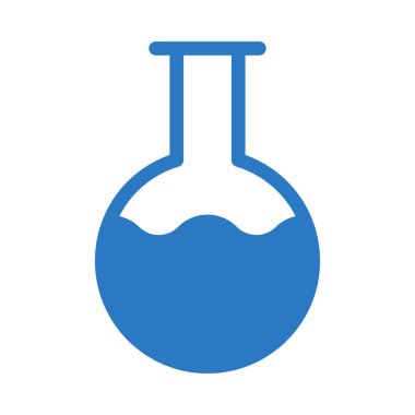 Beyaz arka plan üzerinde izole mavi sıvı ile küçük şişesi