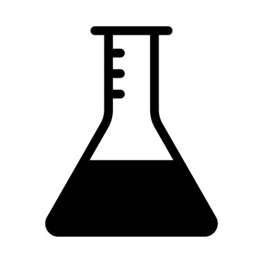 Beyaz arka plan üzerinde izole sıvı ile siyah glif üçgen şişesi
