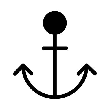 Beyaz arka plan üzerinde izole siyah glif çapa