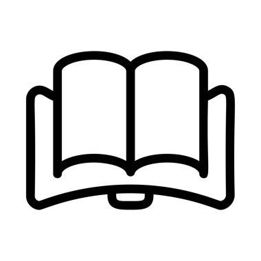 Beyaz arka plan üzerinde izole stand üzerine siyah anahat açılan kitap