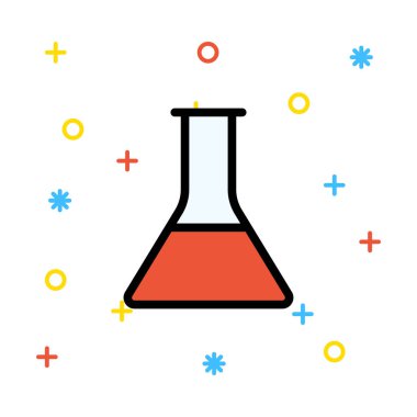 Şişesi renkli işaretleri beyaz zemin üzerine kırmızı sıvı ile