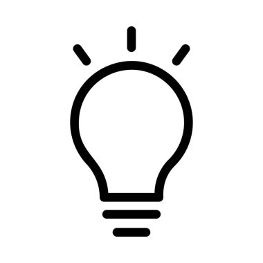 Lamba ampul beyaz arka plan üzerinde izole parlayan siyah anahat