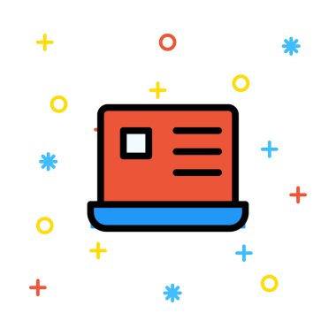 Klasör renkli işaretleri beyaz zemin üzerine mavi ve kırmızı renklerde