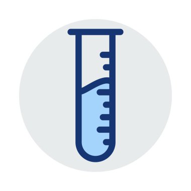 Beyaz arka plan üzerinde izole mavi ve gri renklerde sıvı ile küçük şişesi