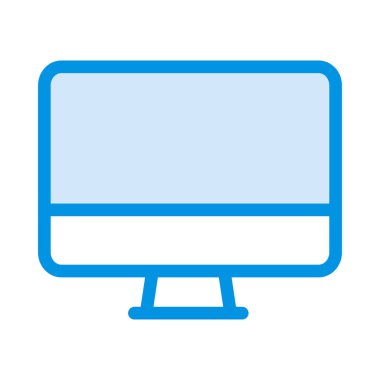 Beyaz arka plan üzerinde izole beyaz ve mavi bilgisayar monitörü