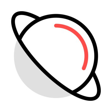 Gezegen daire içinde beyaz arka plan üzerinde izole kırmızı, gri ve siyah renkler ile