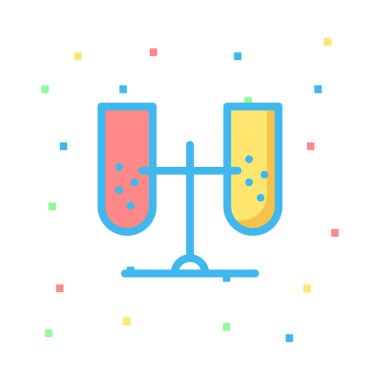 Stand renkli noktalar beyaz zemin üzerine kırmızı ve sarı şişeler