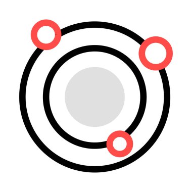 Beyaz arka plan üzerinde izole kırmızı, gri ve siyah renklerde evren