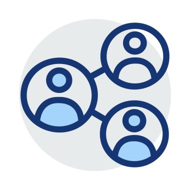 Beyaz arka plan üzerinde izole mavi ve gri renklerde insanlar simgeler