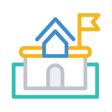 Beyaz arka plan üzerinde izole bayrak ile bina renkli çizgi