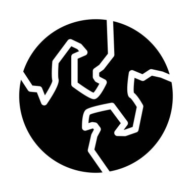 Siyah glif planet Earth beyaz arka plan üzerinde izole.