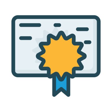 Beyaz arka plan üzerinde izole sarı ve mavi etiket ile sertifika