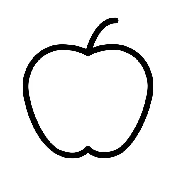 Černý Obrys Apple Izolovaných Bílém Pozadí — Stockový vektor