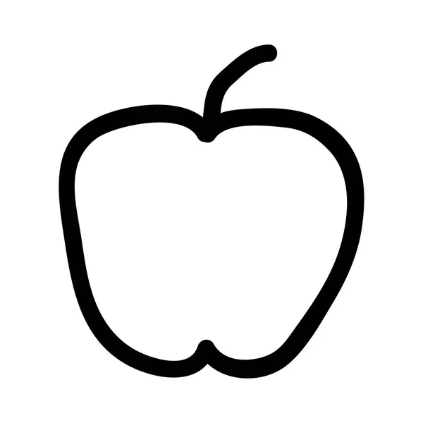Černý Obrys Ruky Nakreslené Apple Izolovaných Bílém Pozadí — Stockový vektor