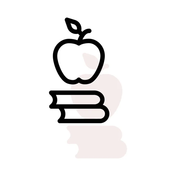 Manzana Con Libros Sobre Fondo Blanco Con Sombra Beige — Vector de stock