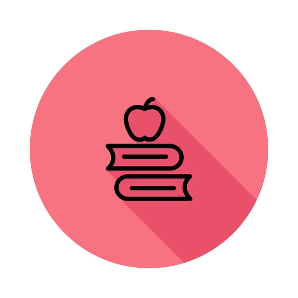 Прості Яблука Книгах Рожевому Колі Ізольовані Білому Тлі — стоковий вектор