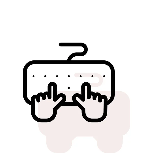 Manos Humanas Con Teclado Sobre Fondo Blanco Con Sombra Beige — Vector de stock