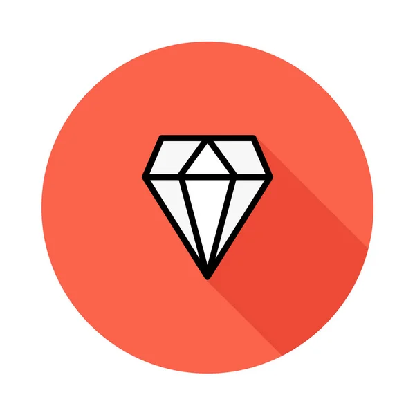 Diamante Branco Círculo Vermelho Isolado Sobre Fundo Branco — Vetor de Stock