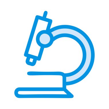 Beyaz arka plan üzerinde izole beyaz ve mavi mikroskop