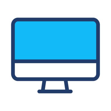 Beyaz arka plan üzerinde izole beyaz ve mavi bilgisayar monitörü