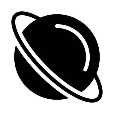 Beyaz arka plan üzerinde izole daire ile siyah glif gezegen