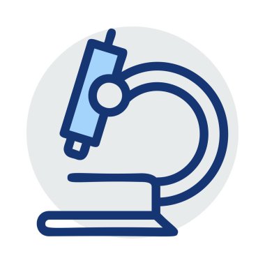 Beyaz arka plan üzerinde izole mavi ve gri renklerde mikroskop