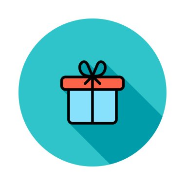 Beyaz arka plan üzerinde izole mavi daire mavi ve kırmızı hediye kutusunda