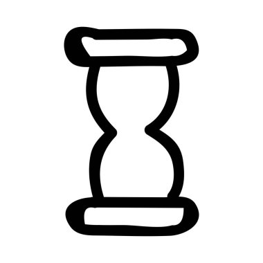 Beyaz arka plan üzerinde izole siyah anahat el çekilmiş kum saati