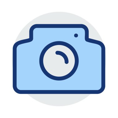 Beyaz arka plan üzerinde izole mavi ve gri renklerde kamera