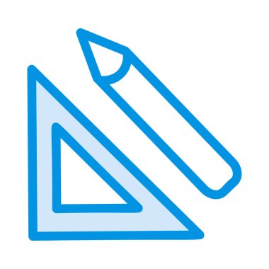 mavi cetvel ve beyaz arka plan üzerinde izole mavi anahat kalem