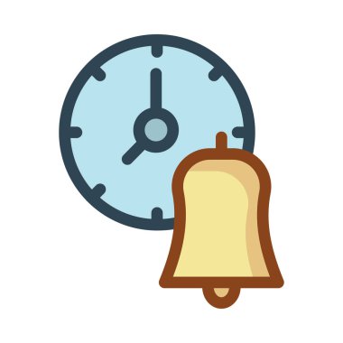 Beyaz arka plan üzerinde izole sarı çan ile mavi saat