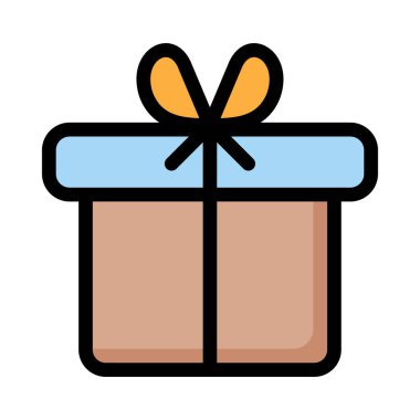 Beyaz arka plan üzerinde izole kahverengi, turuncu ve mavi hediye kutusu