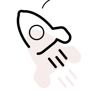 Bej gölge beyaz zemin üzerine roket uçan