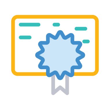 Beyaz arka plan üzerinde izole etiketli renkli diploma