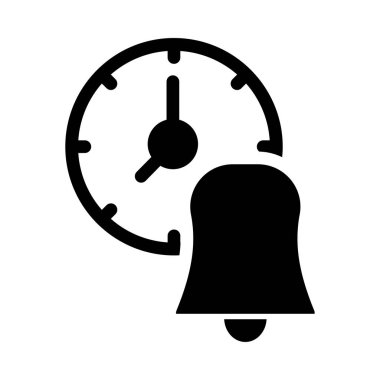 Beyaz arka plan üzerinde izole bell ile siyah glif saat