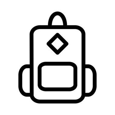 Beyaz arka plan üzerinde izole siyah anahat sırt çantası